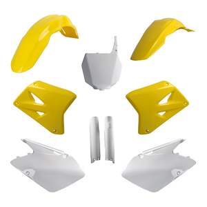 Plastic Protection: Polisport Full Kit Suzuki RM125/250 ('07-'08) - OEM Yellow / White