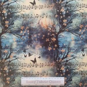 Retail Fabric: Butterfly Music 01 - French Terry, Cotton