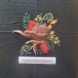 Retail Fabric: Kiwi with Words 37cmx50cm Panel - Double Brushed Polyester (DBP)