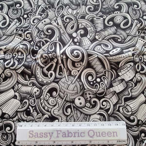 Sewing medley BlkWht - Cotton Woven