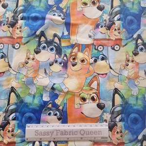 Cotton Lycra 220gsm: Heeler Family panel and print set - Cotton Lycra 220