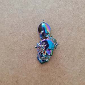 Zipper Pulls #5 - Rainbow Rose Skull