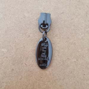 Zipper Pulls #5 - Gunmetal Grey Made with Love and Swear Words