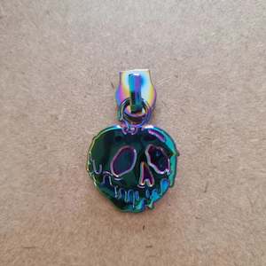 Notions: Zipper Pulls #5 - Rainbow Poison Apple Skull
