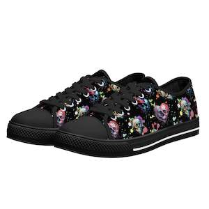 Sassy Wearables: Watercolour Skull womens Low Top Canvas Shoes