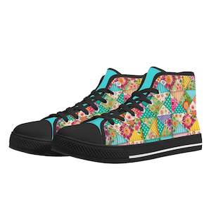 Patchwork-look Womens High Top Canvas Shoes
