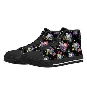 Watercolour Skull Womens High Top Canvas Shoes