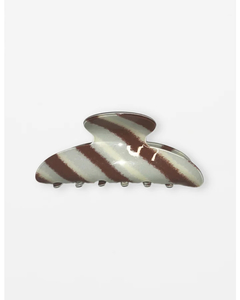 Stella + Gemma Hair Claw Stripes - Teal And Brown - Sassy Sadie