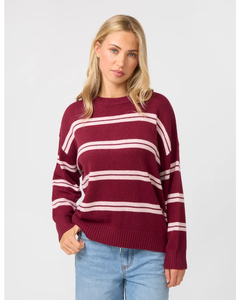 Stella + Gemma Bianca Jumper Maroon/Baby Pink - Sassy Sadie