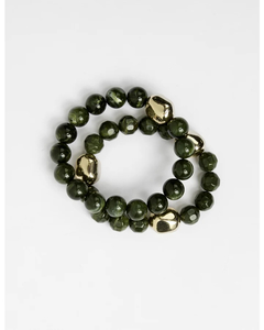 Stella + Gemma Bracelet Beads Green Agate - Sassy Sadie