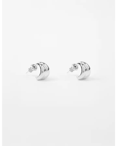 Stella + Gemma Earrings Hoop Double Bars Silver - Sassy Sadie