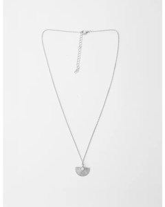 Stella + Gemma Necklace Silver Half Circle with Crystal - Sassy Sadie