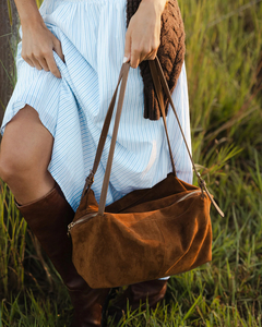 Lounhide Marissa Suedette Shoulder Bag Cognac - Sassy Sadie