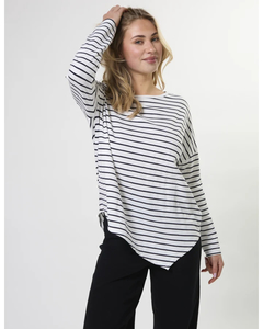 Stella + Gemma Asymmetric Top - Black White Stripe - Sassy Sadie