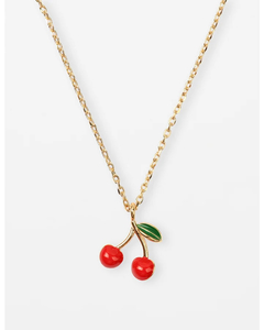 Products: Stella + Gemma Necklace Red Cherries - Gold - Sassy Sadie