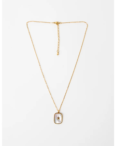 Products: Stella + Gemma Necklace Pendent Mini Star - Gold Shell Square Pendant with Mini Star - Sassy Sadie