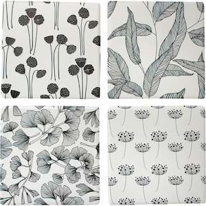 Homewares: Coasters Mono Leaves