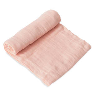 Baby Teethers And Blankets: Single Cotton Muslin Swaddle - Solids - Rose Petal