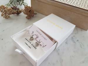 Jewellery: Sterling Silver Two in One Heart Hoop Earrings