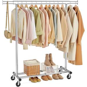 New Arrivals: Songmics Heavy-Duty Metal Garment Rack Clothes Clothing Steel Rack with Wheels (Silver)