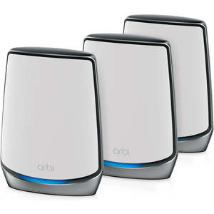 Clearance Sale: Netgear Orbi AX6000 Tri-Band Mesh WIFI 6 System RKB853 - Router + 2 Satellites (3-Pack)