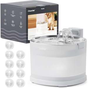 New Arrivals: Cheerble Elfin E1+ Pet Water Fountain E1 Plus 2L Bundle with 8x Extra Filter Replacement Filters