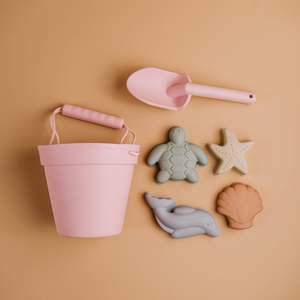 Saylor Mae Silicone Beach Bucket Toy Sets - Sandy Rose