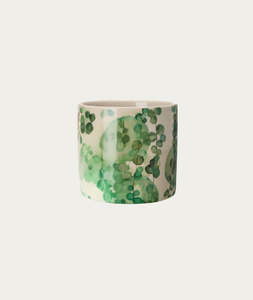 Homeware: Willow Ceramic Pot – Green & White, Medium