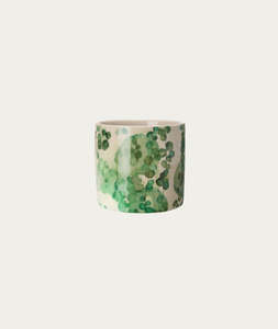 Homeware: Willow Ceramic Pot – Green & White, Small