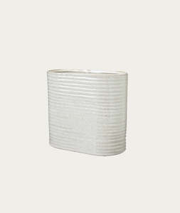 Ceramic Elfrida Oval Pot – Offwhite, Large