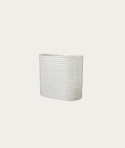 Ceramic Elfrida Oval Pot – Offwhite, Small