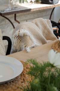 Throws: Ekel Cross Throw - Beige/Biscuit