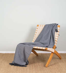 Throws: Ekel Plaid Waffle Throw - Dark Grey