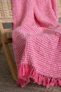 Throws: Plaid Blend Throw - Pink and Beige