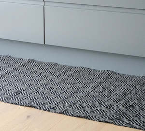 Goose Eye Walkway Runner Mat - Black/Grey, 80 x 200cm