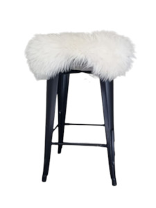 Textiles: Sheepskin stool cover - White