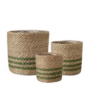 Baskets And Storage Bags: Bella Basket - Natural/Green, Small