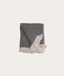 Textiles: Herringbone Throw Black and white