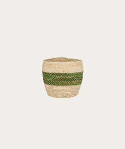Baskets Storage: Basket - Cream with Green Stripe, Small