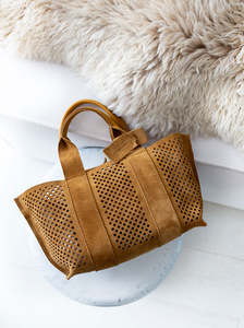 Mini Perfed Tote tan suede