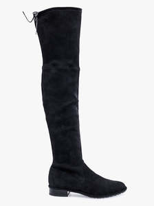 Knee High Boots: Lowland black suede