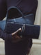 Belted Clutch navy embossed croc