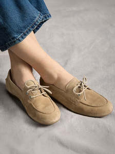Flats: West beige suede