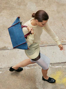 Exclusive Collection Bags: Leon Medium jeans suede