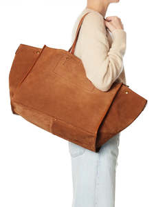 Bags: Leon Large caramel suede