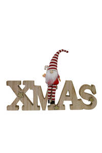 Christmas: Christmas Sign - XMAS Wooden Sign with Gonk Santa