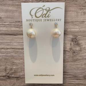Jewelry: Odi Boutique - Fresh Water Pearl on Cubic Zirconia Post