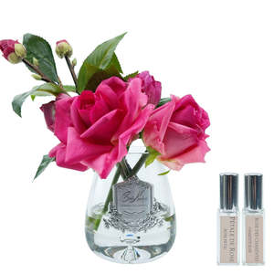 Cote Noire Perfumed Natural Touch Tea Rose Bouquet Magenta - Clear Glass