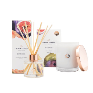 Linden Leaves: Amber Fig Fragranced Candle and Diffuser Bundle