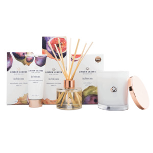Linden Leaves: Amber Fig Candle, Diffuser And Hand Cream